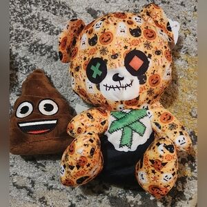 Halloween Themed Plush Bear and Poop Emoji Toy Plush
